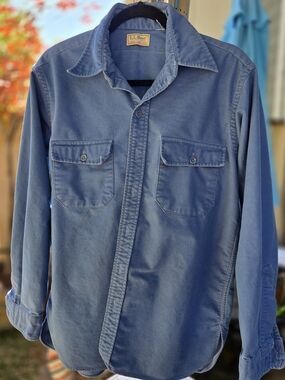 L.L. Bean Mens Blue Button-Up Work Shirt